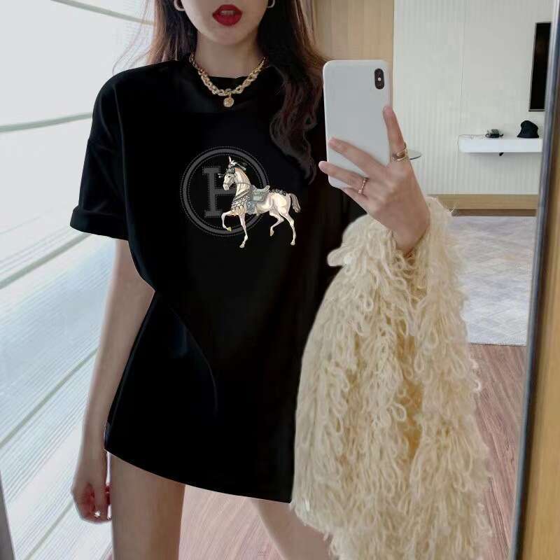 Pink Cotton T-sirt Women's 2026 Designer Fashion Loose Fit Summer New Long Tailored Top Trendy Commute Wind