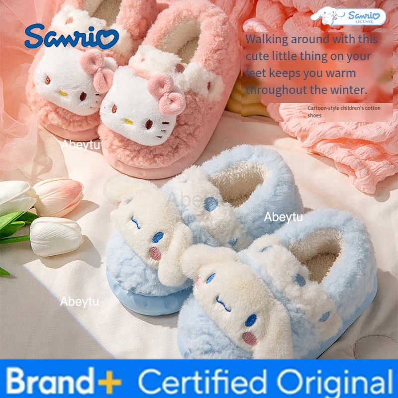 Sanrio Winter Toe Wrap Warm Cotton Slippers Thick Soft Fashion Kawaii Home Shoes Men Women Indoor Floor Flat Home Anime Figure Shoes H251230