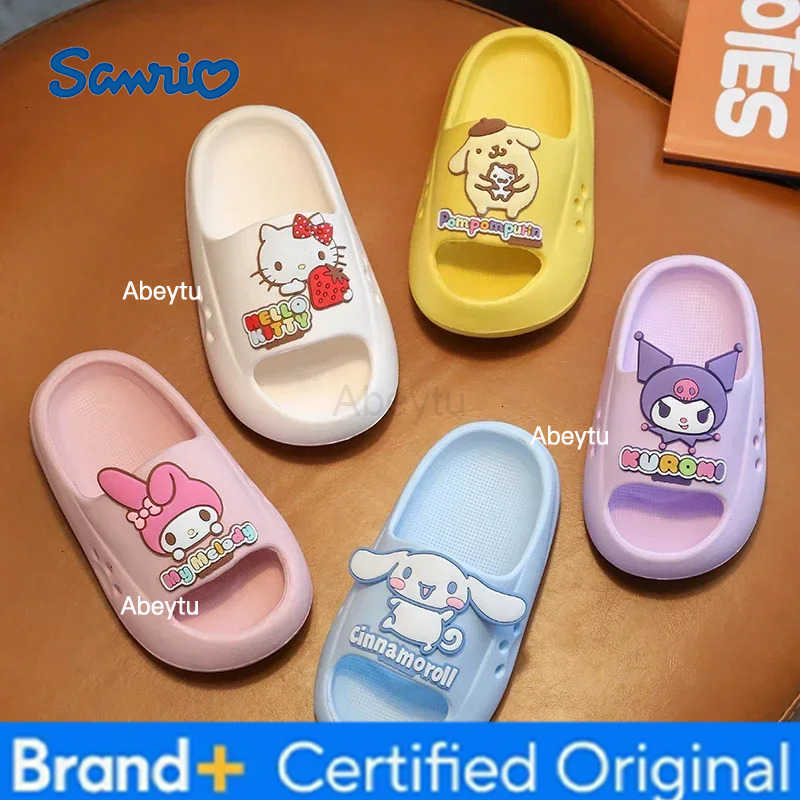 Sanrio Lovely Sanrioed Children Slippers Anime Hello Kitty Cinnamoroll Platform Non-Slip Home Comfortable Kawaii Outdoor Beach Sandals H251230