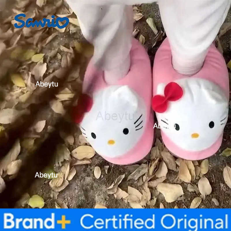 Sanrio Kawaii Hello Kittys Cotton Slipper Anime Sanrios Autumn Winter Home Indoor Shoes Girls Women Plush Slipper Warm Birthday Gift H251230