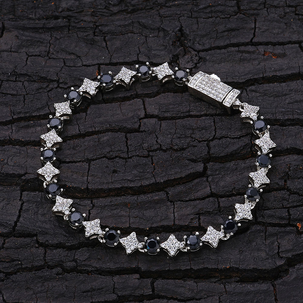 Luxury Brand Designer Jewelry European And American Hip-Hop Men's 6Mm Star Zircon Jewelry Accessories Tennis Bracelet Women's High-End Jewel