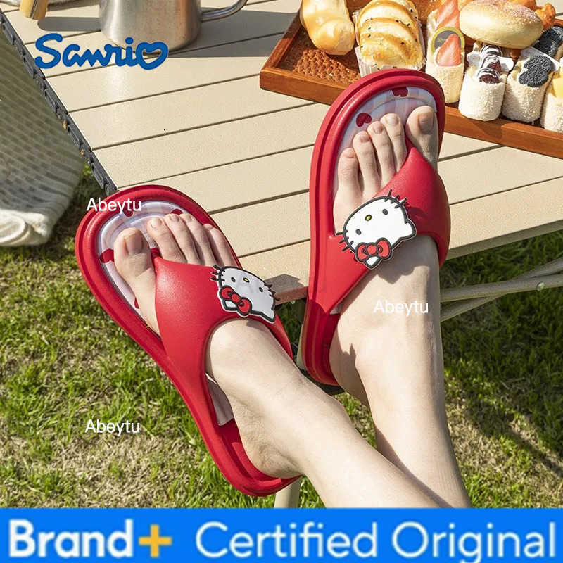 Sanrio Hello Kitty Flip Flop Girls Summer Outdoor Indoor Flat Sandals Kuromi My Melody Cartoon Beach Sandals Fashion Soft Sole H251230