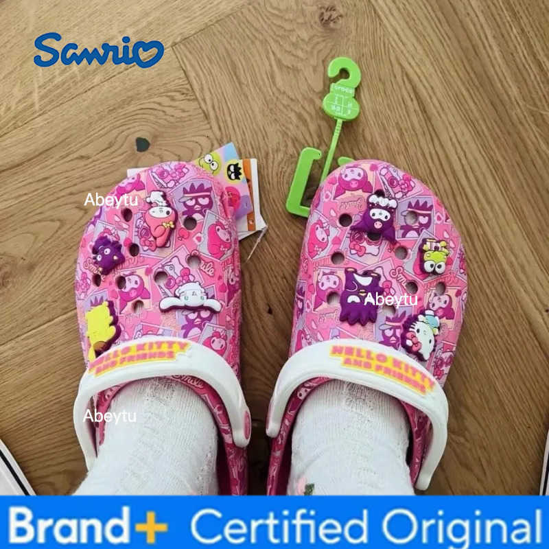 Sanrio Hellokitty Kuromi Melody Children Slippers Non-slip Soft-soled Wrap New SummerGirls CartoonToe Sandals Gift Beach Shoes H251230
