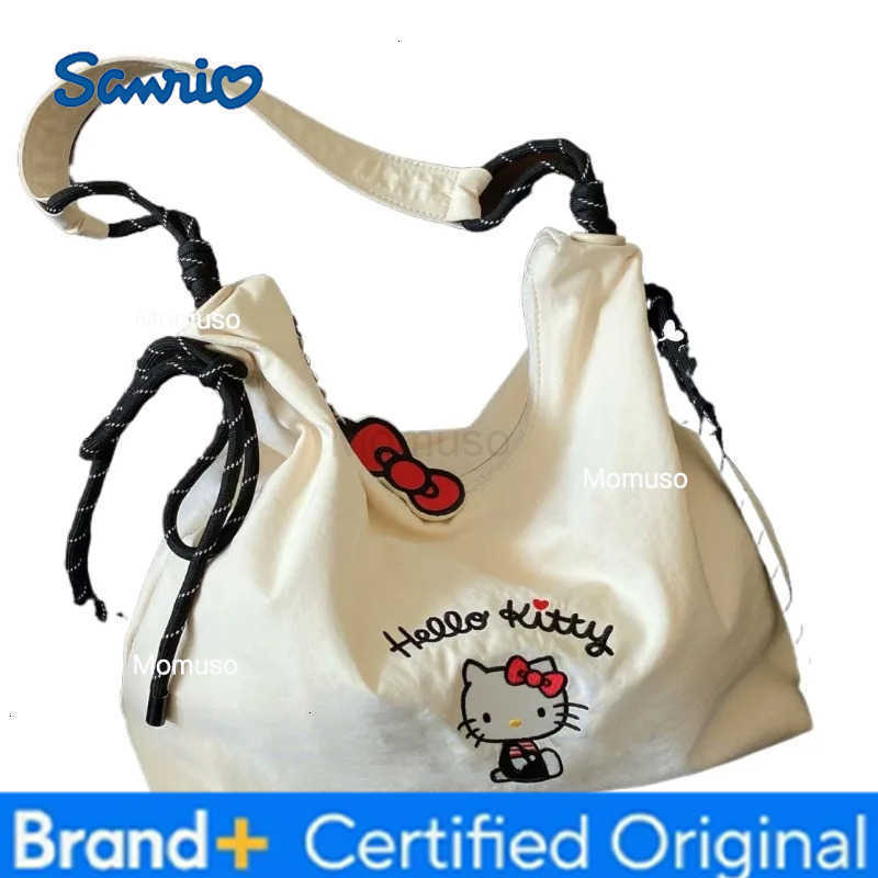 Sanrio Hello Kitty Canvas Bag Multi-functional Shoulder Bag Portable Large Capacity Storage Student Class Commuter Bags Gifts H251230