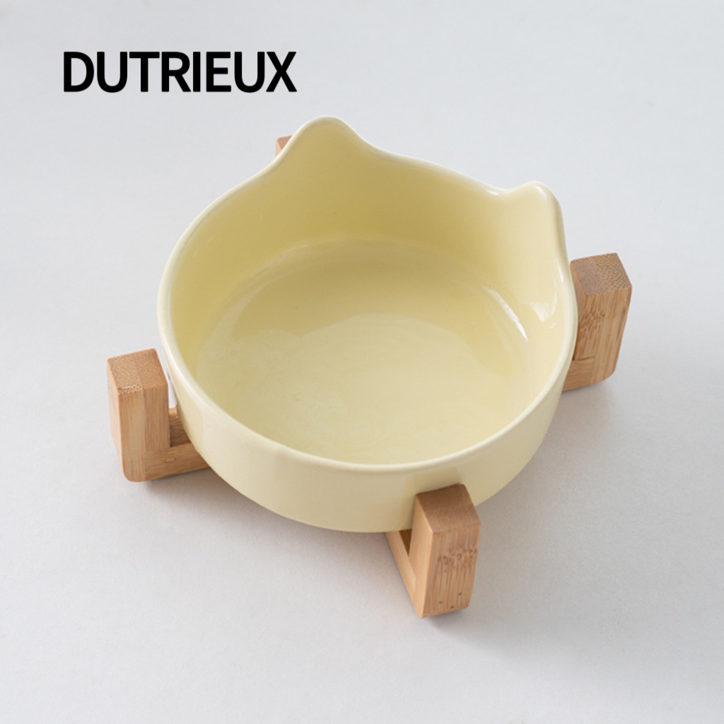 H2037 Creative ceramic cat and dog food bowls with double bowl design, food and water on the same shelf, non-slip.