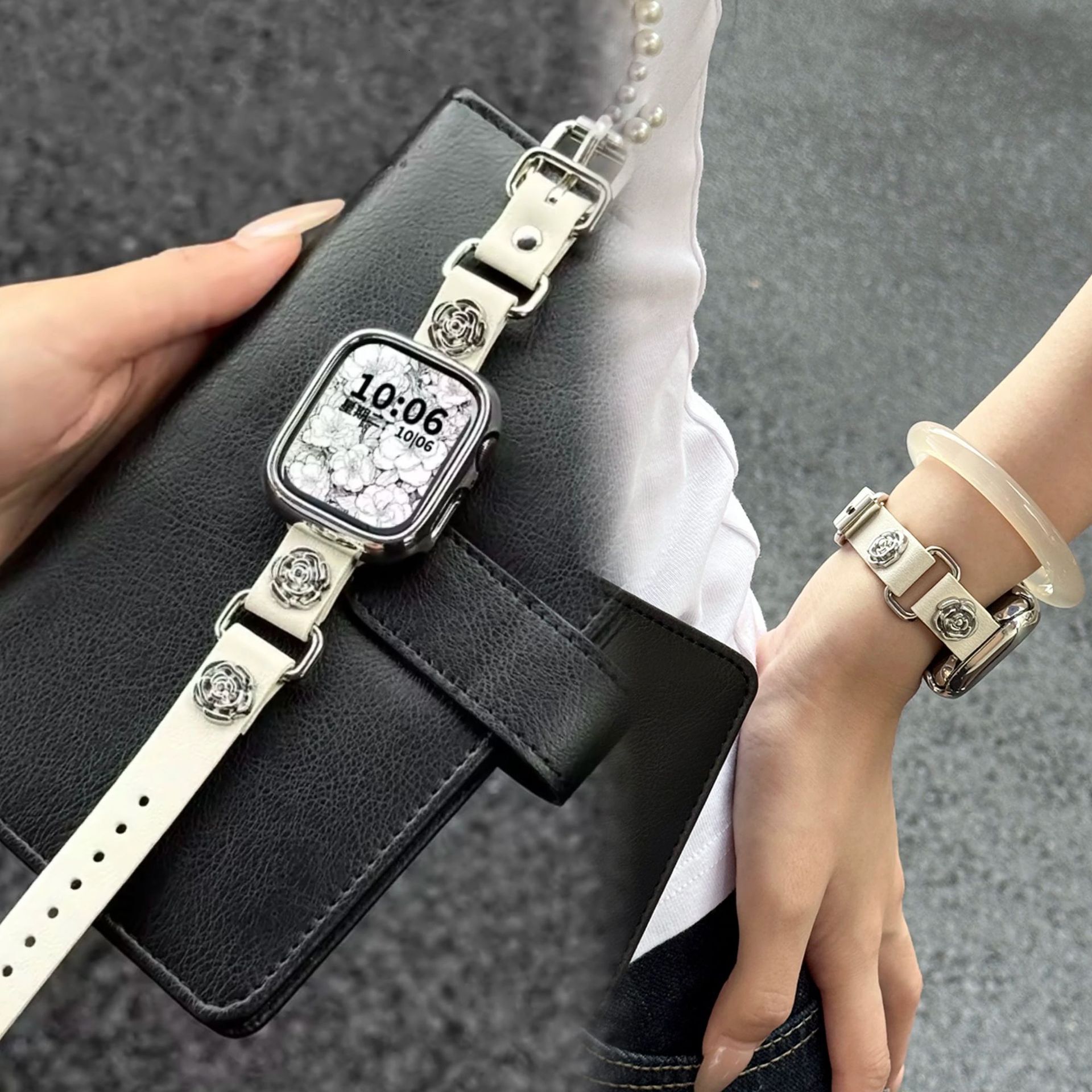 Suitable for 9 Retro Punk Style Leather Strap iWatch 7 8 Apple Watch S10 Band