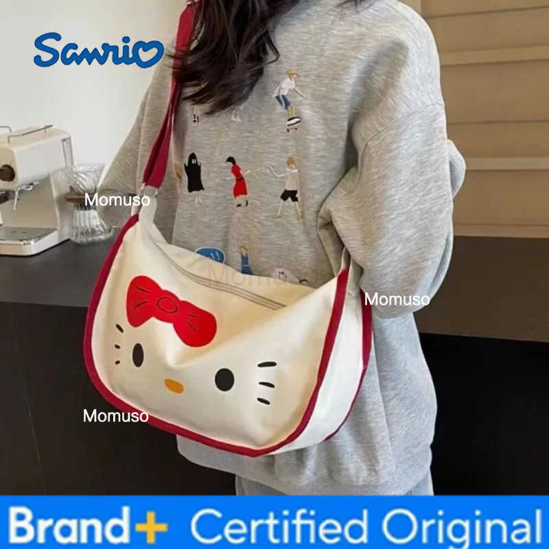 Sanrio Kawaii Japanese cartoon characters Hello kitty canvas bag Creative design Cute versatile one-shoulder crossbody bag Holiday gift H251230