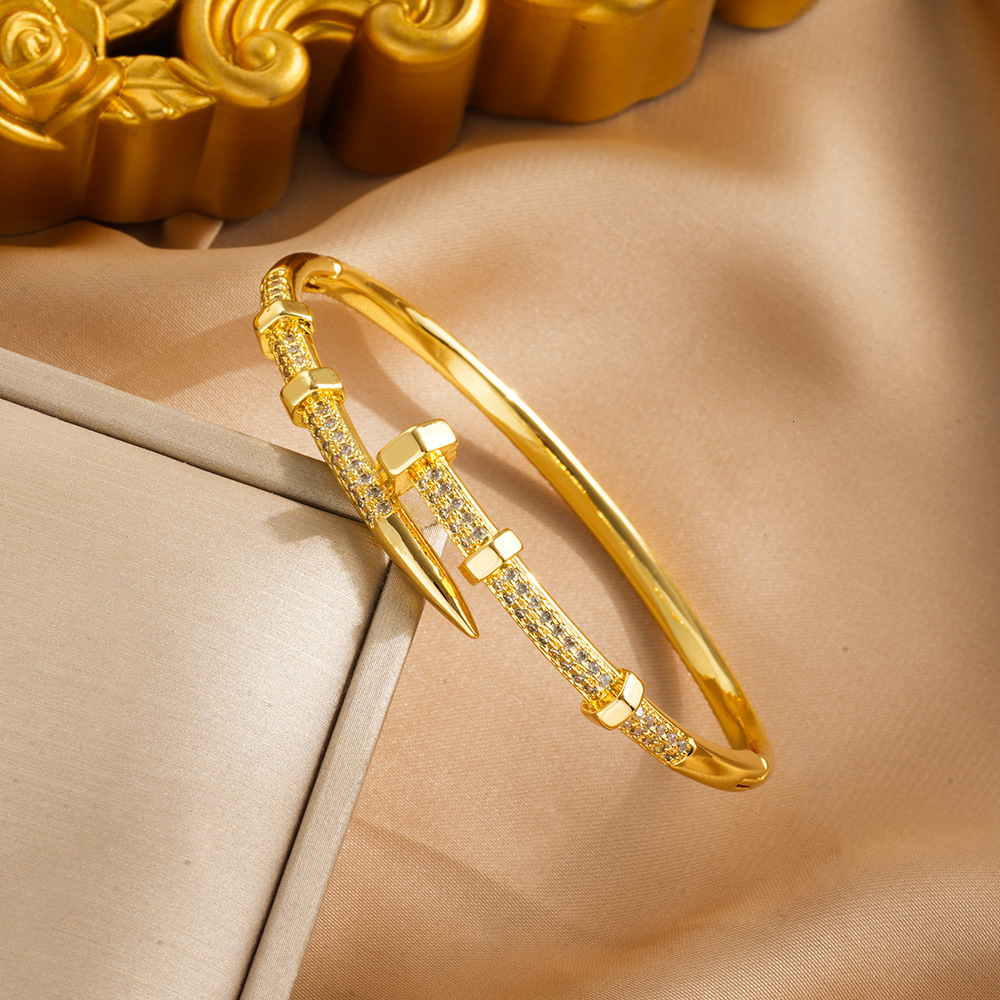 Luxury Brand Designer Jewelry 2024 Hot Selling Kajia Nail Bracelet With Zircon Inlay For Women, Korean Fashion Versatile Full Diamond Bracelet Jewelry