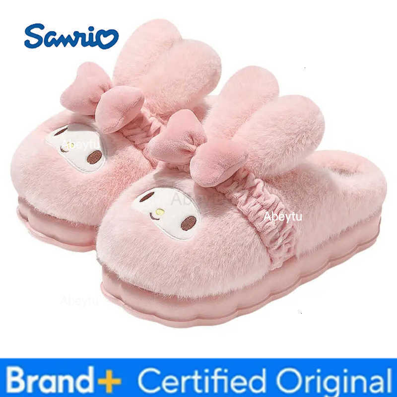 Sanrio Hello Kittys Parent-Child Cotton Slippers Autumn Winter Sanrios Kuromi Kawaii Cartoon Keep Warm Velvet Thick Sole Home Shoes H251230