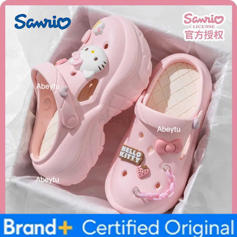 Sanrio Hello Kitty Kuromi Sandals Children Flat Shoes Summer Cute Cinnamoroll Fashion Soft Sole Sand Slipper Girls Birthday Gift H251230
