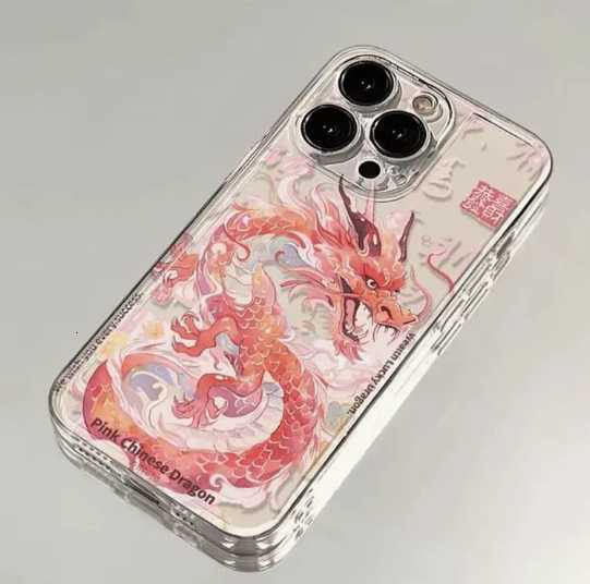 Trend Cartoon Chinese Dragon Phone Case for IPhone 16 15 14 13 12 11 Pro Max Mini XR XS X 7 8 Plus Soft Cover With Hand Strap P240914