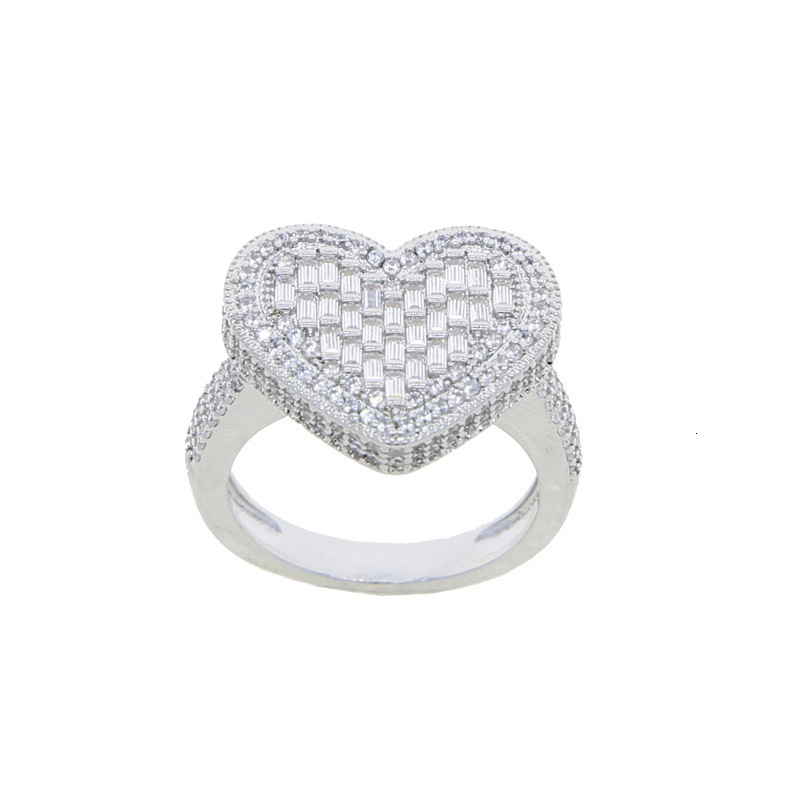 New Heart-Shaped Zircon Ring Fashion Trend Inlaid Zircon Womens Ring Jewelry