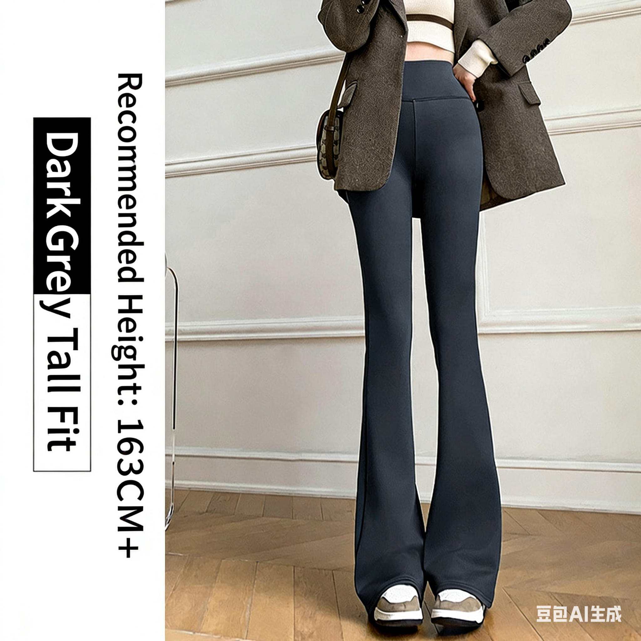 Women's Flared Shark Leggings, Spring & Winter Fleece-Lined Bootcut Pants, High-Waisted Tummy Control Yoga Pants, Slimming Wide-Leg Pants for Wor
