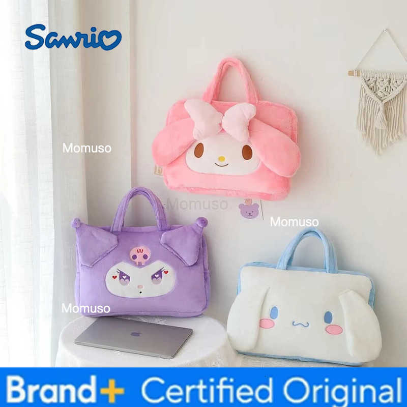 Sanrio Cute Laptop Bag Kuromi My Melody Cinnamoroll Kawaii Japanese Style Tablet Bag Cartoon Plush Handbag Luggage Bag Girl H251230