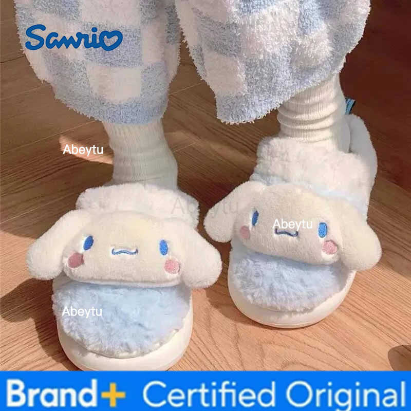 Sanrio Young Girls Fashion Cartoon Cotton Slippers Hello Kitty Kuromi Cinnamoroll Indoor Student Dormitory Non-slip Warm Slipper H251230