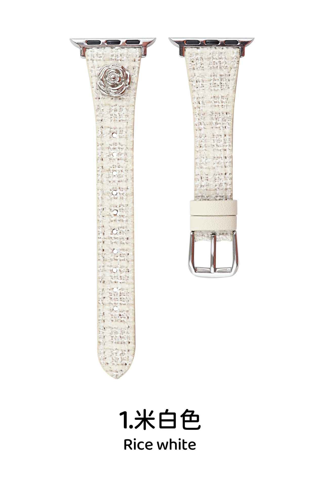 Chanel Style Camellia Leather Strap Compatible with Apple iWatch Series 11 10/9/8/7