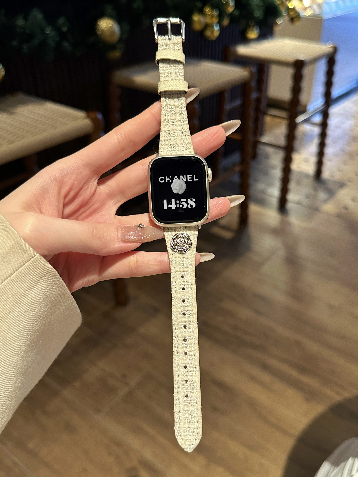 Autumn Winter Red Camellia Little Fragrance Style iWatch 9 Band Compatible with Apple 8 7 6 5 4 Watch Strap