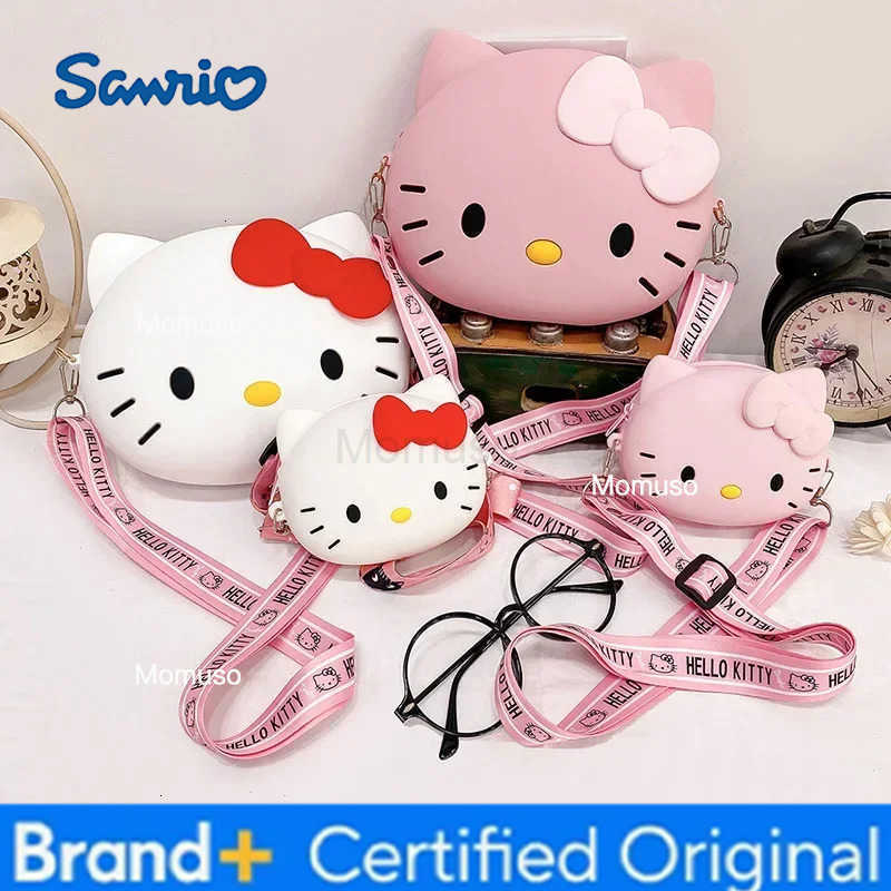 Sanrio Kawaii 12cm/20cm Hello Kitty Silicone Crossbody Bags Women Girls Messenger Bag 3d Shoulder Small Purse Phone Bag Girlfriend Gift H251230