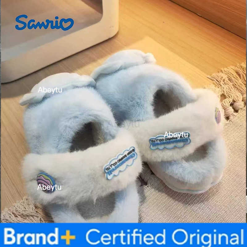 Sanrio Hello Kitty Womens Cotton Slippers Winter Cinnamoroll Cute Indoor Home Furnishings Warm Thick-Soled Girls Plush Slippers H251230