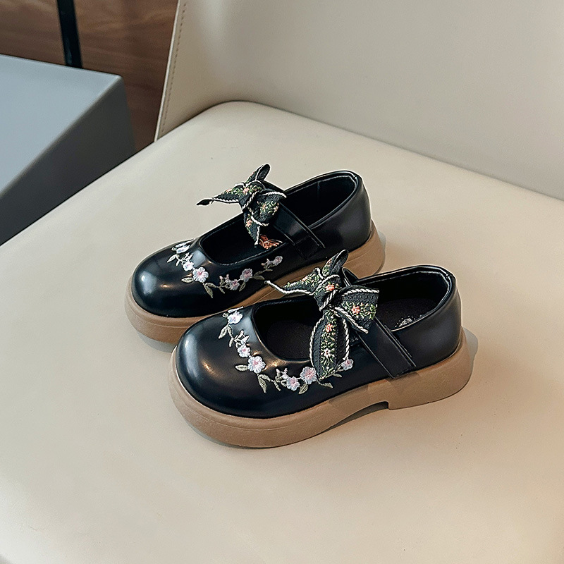 Girl Leather Shoes Princess Kid Student School Casual Black Versatile Shoes Hook Loop Children Glossy Mary Jane Autumn Hot