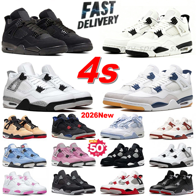 With Box Designer 4s basketball shoes Black Cat White Cement Rare Air Cave Stone SB Navy Fear Military Blue Bred Forget Me Not Top Quality Size 40-47