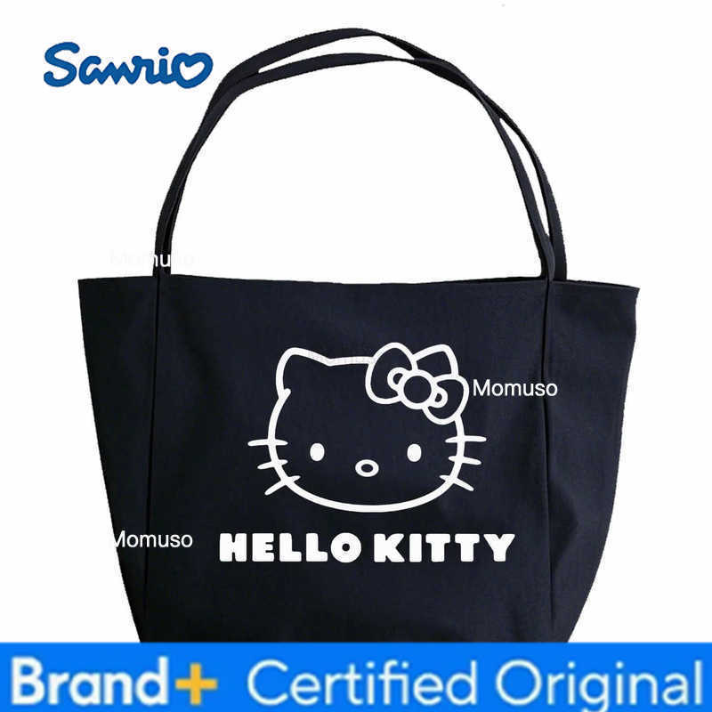 Sanrio Y2K Anime Cartoon Kitty Cat Shoulder Bag Large Capacity Canvas Tote Bag for Girls Gift Fashion Casual Shopping Bag H251230