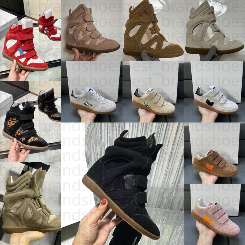 deisgner Brand isabelmarrantsss Hot Sale-Black Genuine Leather winter boots Bekett Leather-Trimmed Suede Wedge Sneakers Fashion Show New Shoes 35-45