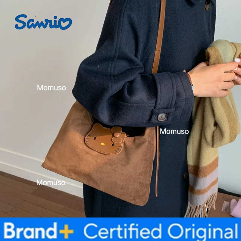 Sanrio Anime Hello Kitty Cartoon Suede Large Capacity Tote Bag Kawaii Shoulder Bag Portable Travel Toiletries Storage Bag Holiday Gift H251230