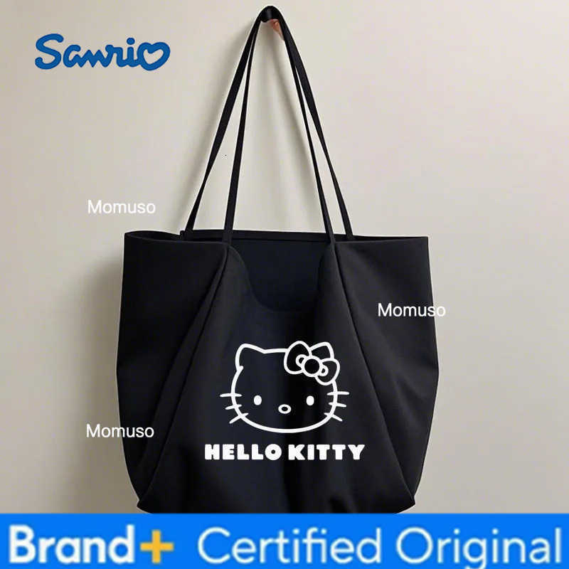 Sanrio Y2K Anime Cartoon Kitty Cat Shoulder Bag Large Capacity Canvas Tote Bag for Girls Gift Fashion Casual Shopping Bag H251230