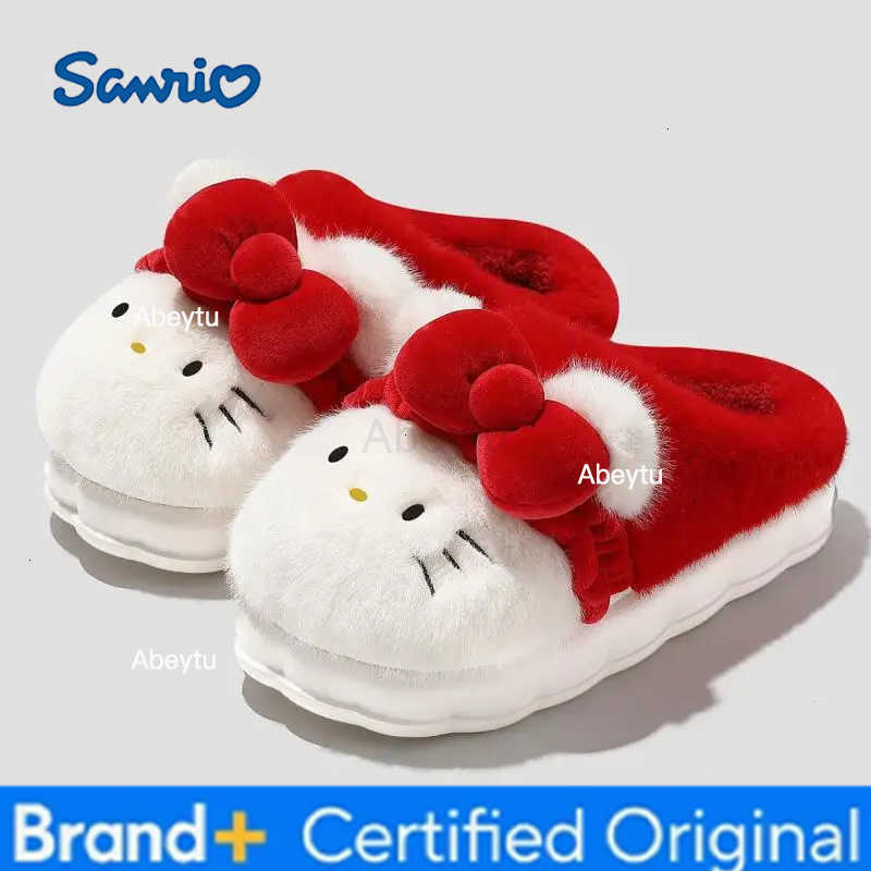 Sanrio Hello Kitty Winter Child Cotton Shoes Indoor Keep Warm Slippers Girl Cartoon Plush Thicken Kuromi Cute My Melody Non-Slip Shoe H251230