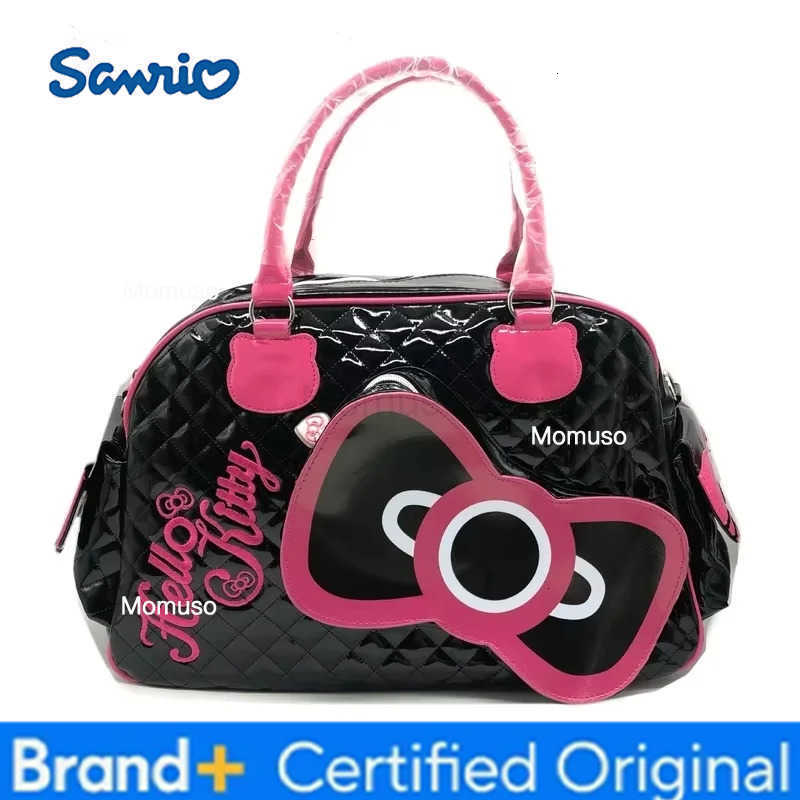 Sanrio Y2k High Capacity Handbag Messenger Bag Kawaii Hello Kitty Cartoon Pu Bright Surface Girls Fashion Travel Bags Gift Toys H251230