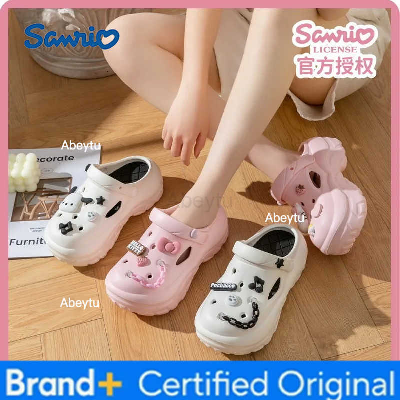 Sanrio Hello Kitty Kuromi Sandals Children Flat Shoes Summer Cute Cinnamoroll Fashion Soft Sole Sand Slipper Girls Birthday Gift H251230