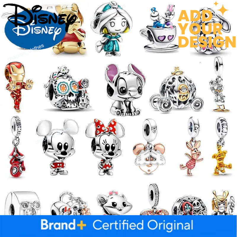 Disney 100th custom Princess Pumpkin Cart Mickey Minnie Dumbo Charm Stitch Beads Fit Original Brand Bracelets DIY Jewelry Gifts Toy