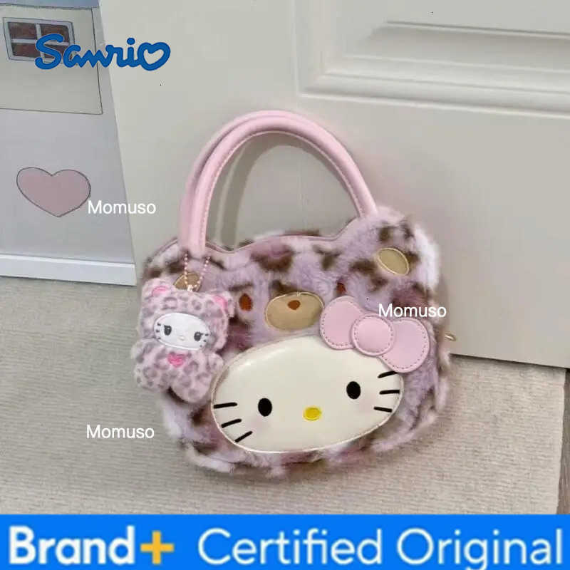 Sanrio Hot Storage Bag Hello Kitty Kawaii Anime Fashion Leopard Print One-Shoulder Crossbody Sweet Bow Versatile Handbag New H251230