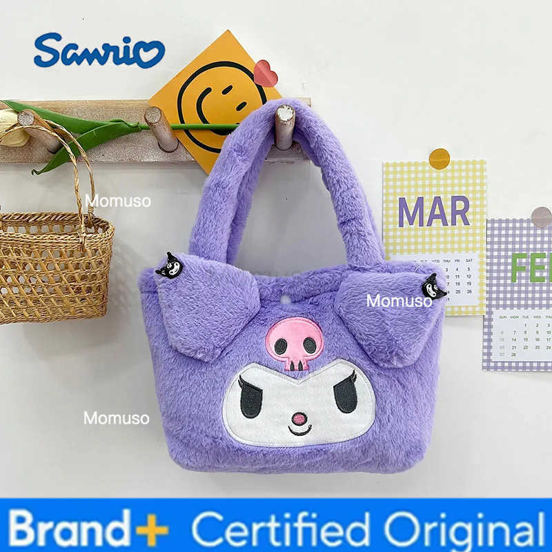 Sanrio Plush Bag Melody Kuromi Cartoon Animal Kawaii Large Capacity Handbag Cute Cinnamon Storage Handbag Womens Birthday Gifts H2512301