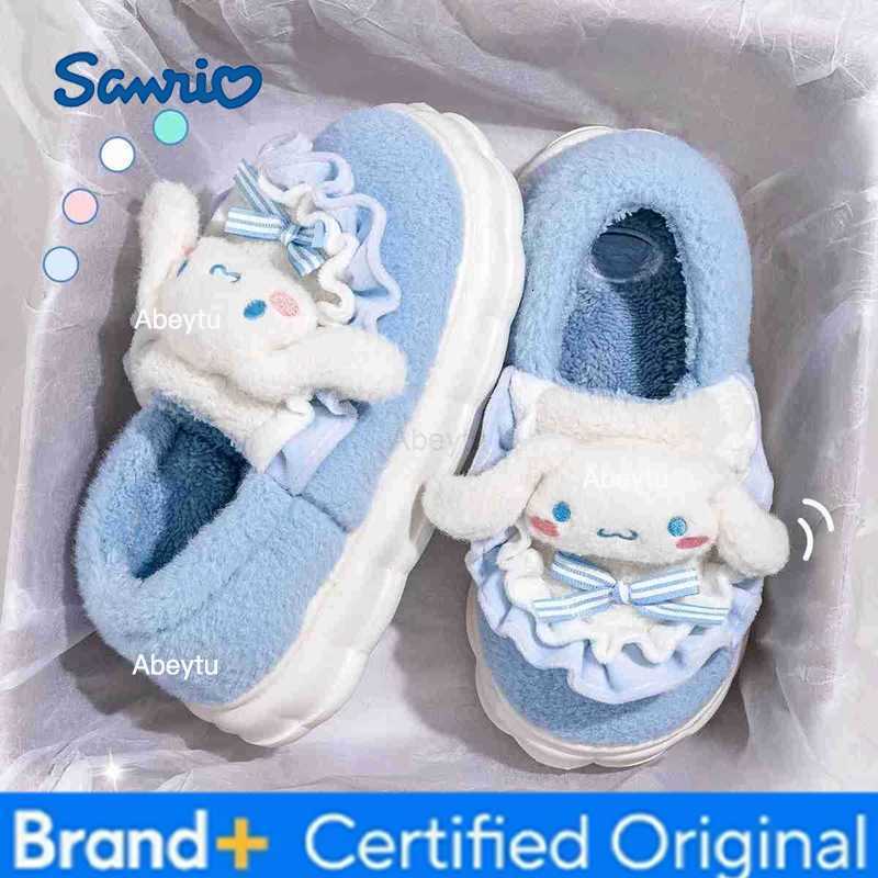 Sanrio Kids Slippers House Shoes Cartoon Cinnamoroll Winter Shoes For Girls Warm Anti-slip Soft Bottom Pink Blue Shoes Size 36-41 H251230