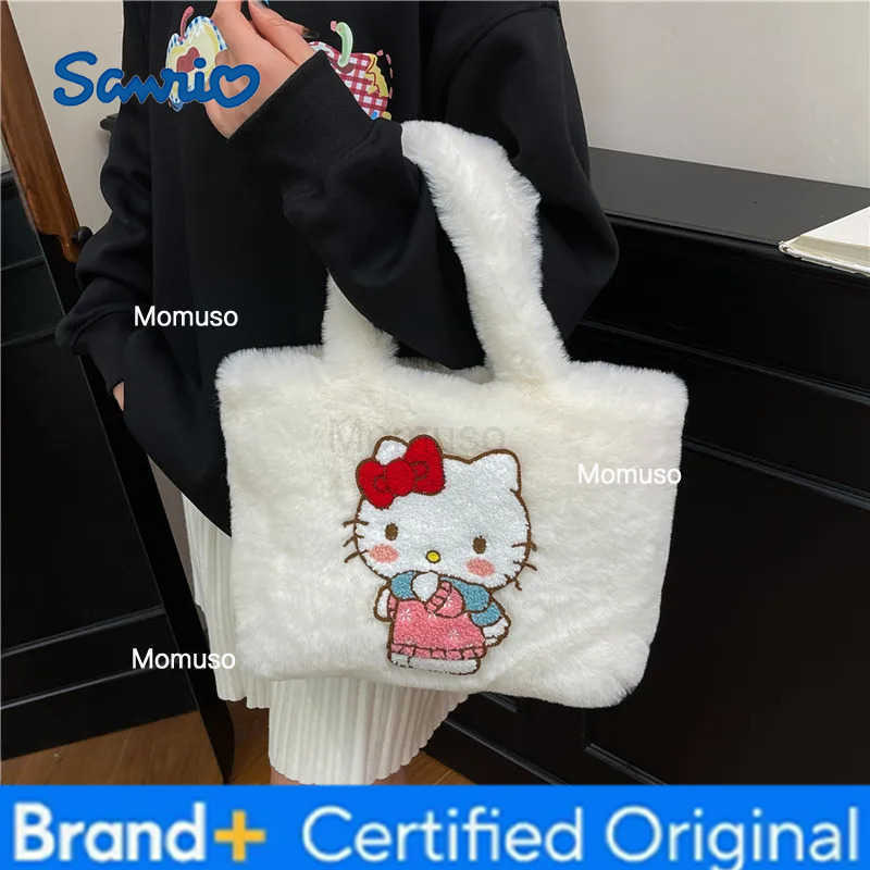 Sanrio New Plush Handbag Winter Cute All-match Girls Heart Tote Bag Fashion Internet Popular Casual Cartoon Shoulder Underarm Bag H251230