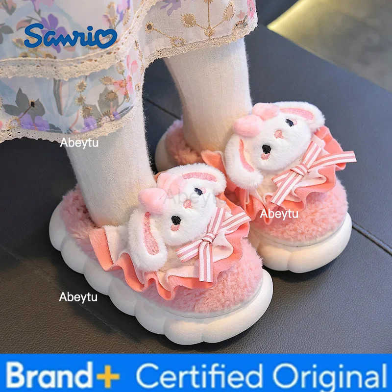 Sanrio New Winter Child Cotton Slippers Girl Cute Keep Warm Velvet Sanrios Anime Figure Soft Kawaii Cartoon Home Cotton Slippers H251230