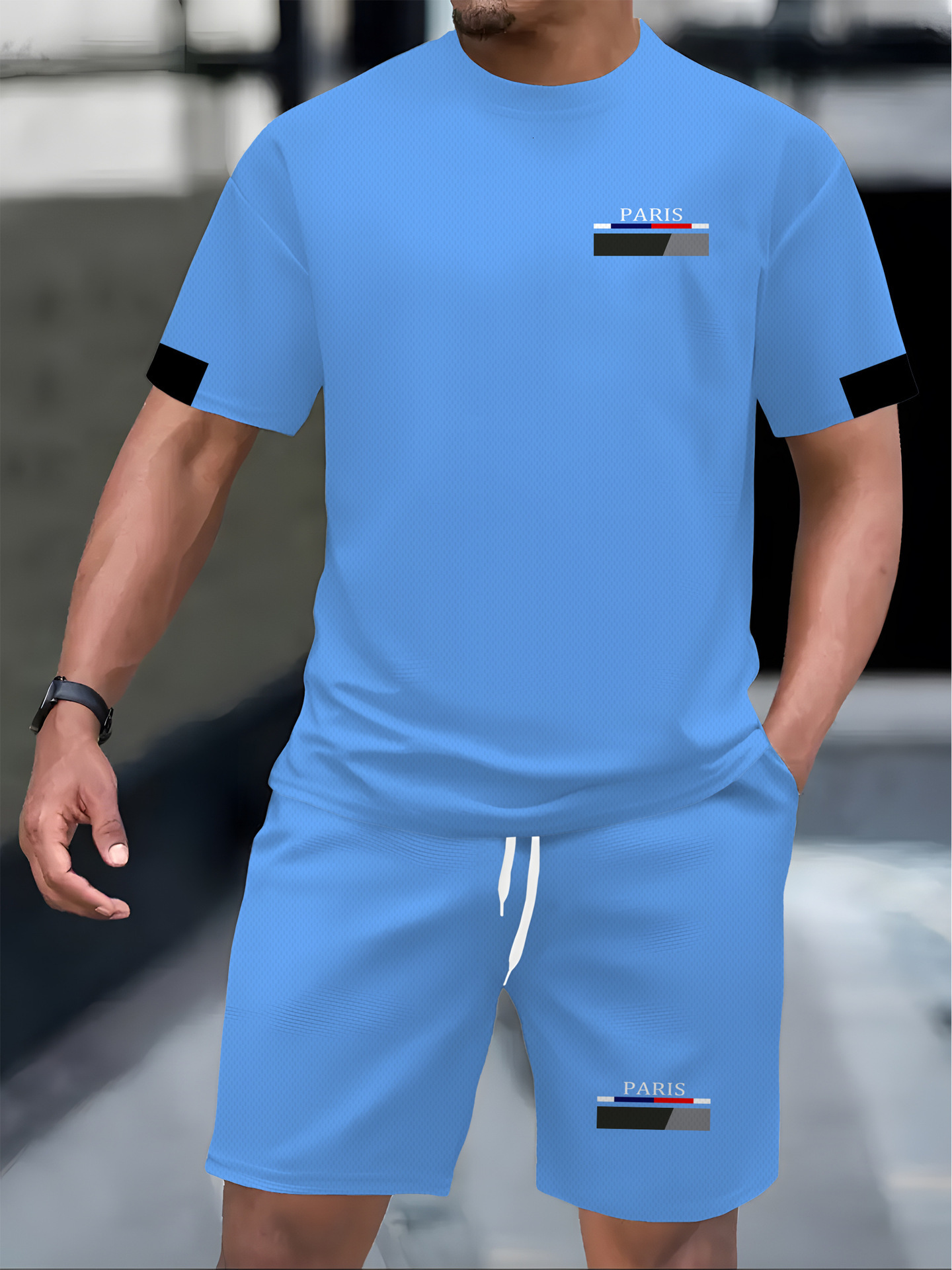 Luxury Brand Designer Clothes 2025 Summer Men's Casual Fashion Simple Trendy Short Sleeve Shorts Set