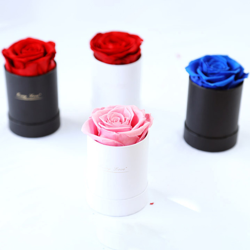 1 Head Presesrved Rose in Round Box with Lid A Must-Have Roses Birthday Gifts for Women Wife Mother's Day Valentines Anniversary Thanksgiving Home Party Office Decor