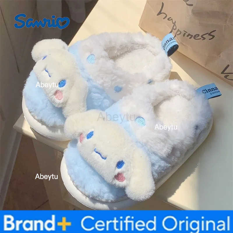 Sanrio New Hello Kitty Kuromi My Melody Creative Cotton Slippers High-Value Anime Couple Indoor Non-Slip Warm Soft-Soled Shoes H251230