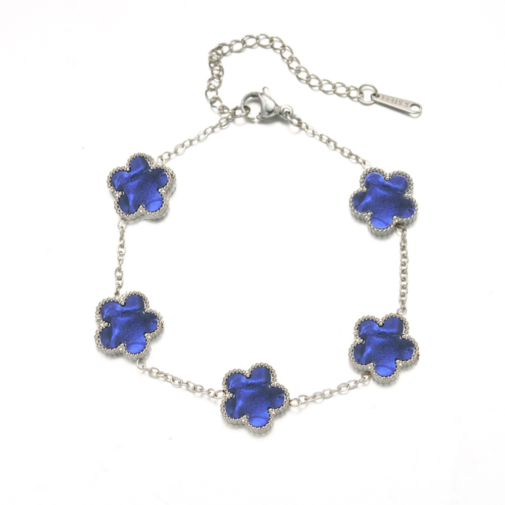 Luxury Brand Designer Jewelry Steel Lucky Clover Five-Leaf Clover Five-Flower Bracelet Light Luxury High-End Feel Female Niche Gradient Stainless Stee