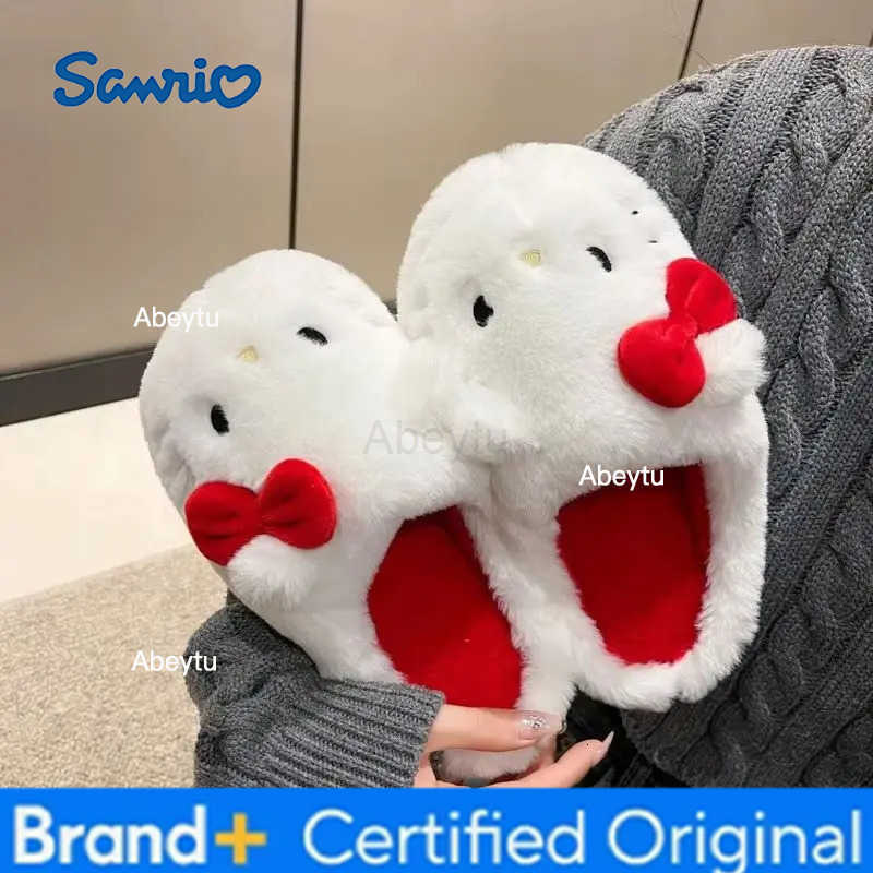 Sanrio Anime Hello Kitty Warm Cotton Slippers Autumn/Winter Thick Anti Slip Cartoon Slippers Comfortable House Slippers Surprise Gifts H251230