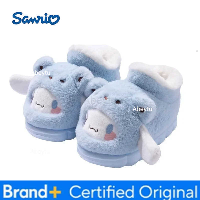 Sanrio Sanrios Include Heel Cotton Slippers Girl Winter Kuromi Hello Kittys Wear Outside Indoor Home Keep Warm Velvet Cotton Shoes H251230