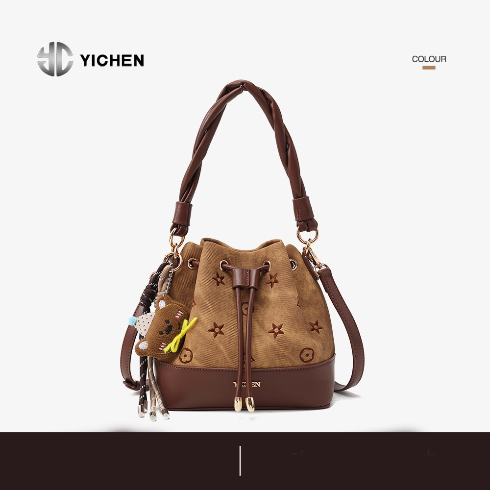 YICHEN autumn and winter new classic embroidered printed handbag light luxury versatile single shoulder womens bag