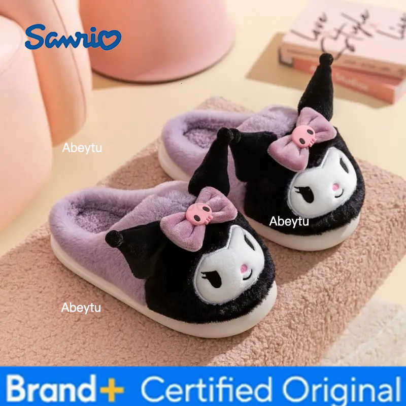 Sanrio Hello Kitty Cotton Slippers Kuromi Cinnamoroll Children Girls Package Home Shoes Cute Cartoon Melody Anti-Slip Warm Shoes H251230