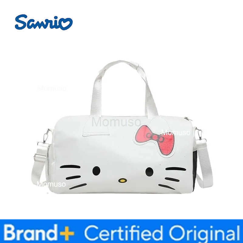 Sanrio Kawaii Hello Kitty Fashion Shoulder Bag Anime Cute Girl Large Capacity Cartoon KT Bow Outdoors Travel Bag Festival Gift New H251230