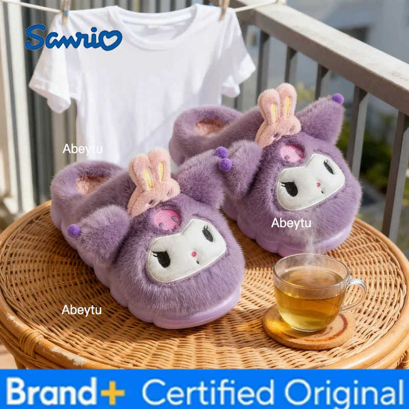 Sanrio Kids Slippers House Shoes Cartoon Cinnamoroll Winter Shoes For Girls Warm Anti-slip Soft Bottom Pink White Shoes Size 30-41 H251230