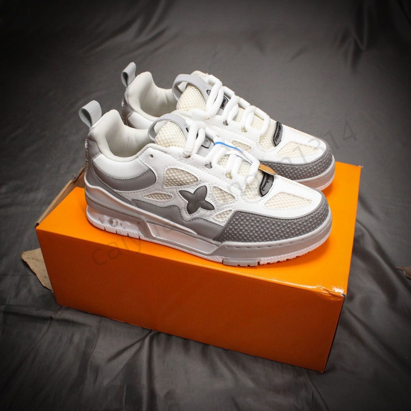 2026 Designer Causal Shoes High Quality Fashion Tide shoes Leather Lace Up Platform Sole Luxury Sneakers White Black mens womens Luxury velvet suede 36-45 B48