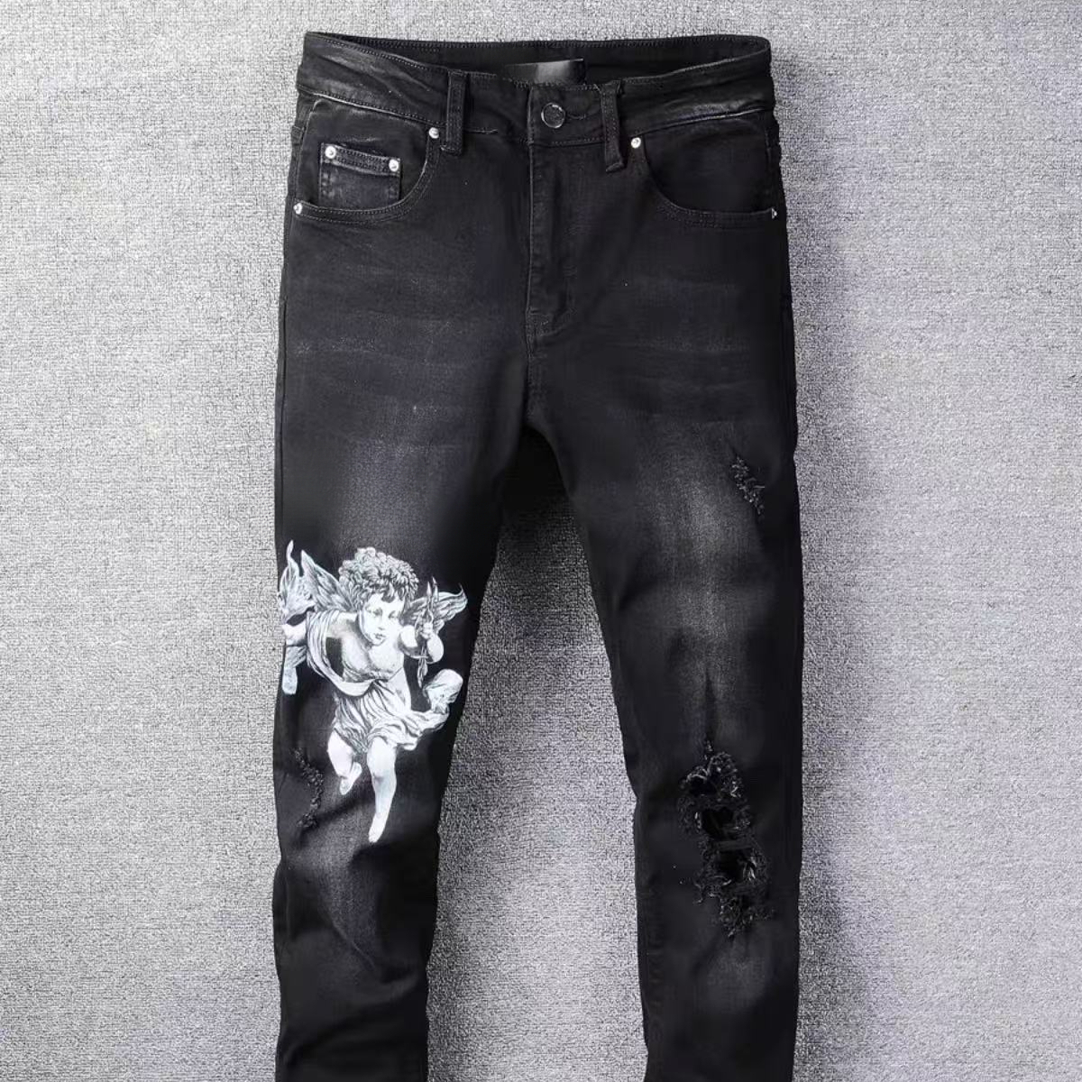 amirirjeans High quality designer men jeans pants brand baggy jean retro casual hip hop streetwear designers joggers pant hole black skinny slim Jeans